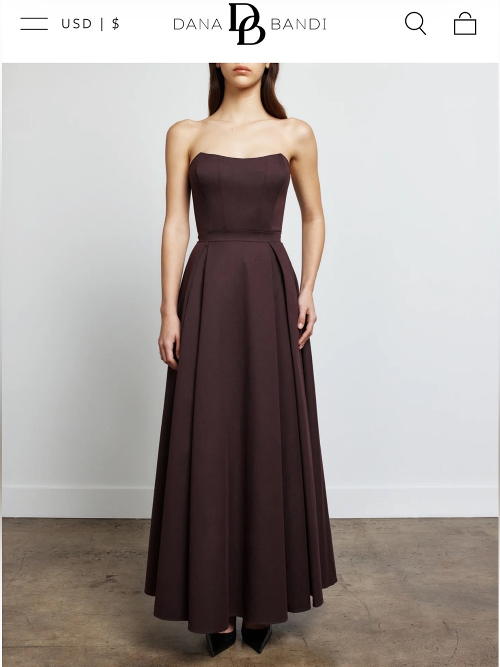 Dana Bandi Bustier Strapless Dress in Burgundy